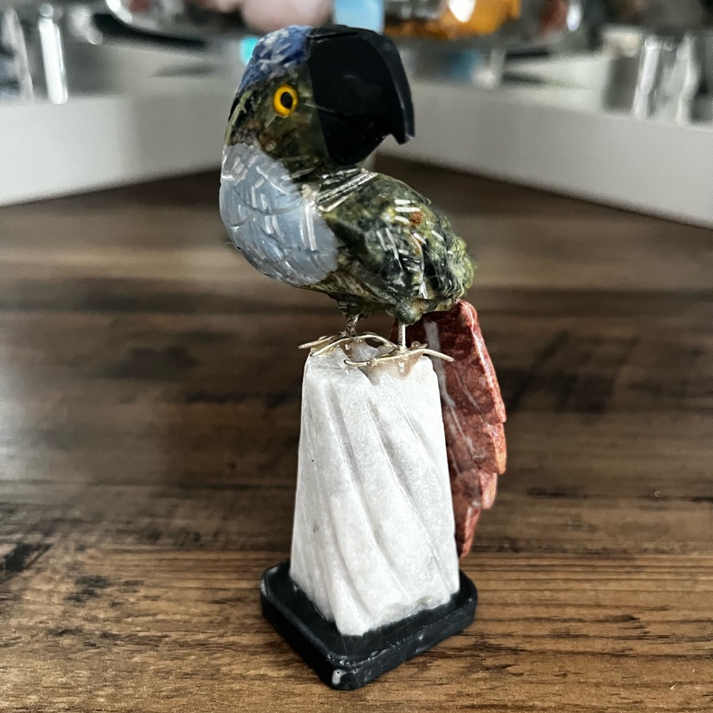 Mixed Gemstone Bird Carving